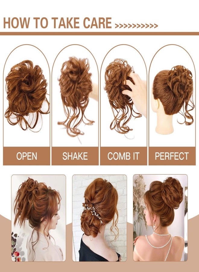 HMD 5 Pieces Messy Hair Bun Hairpiece Tousled Updo for Women Hair Extension Ponytail Scrunchies with Elastic Rubber Band Long Updo Messy Hairpiece Hair Accessories Set for Women - Image 5